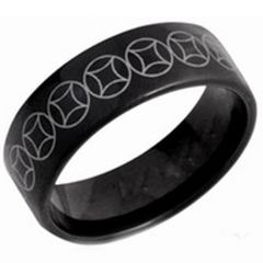 (Wholesale)Black Tungsten Carbide Celtic Pipe Cut Ring - TG3800