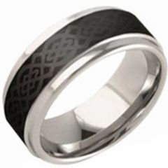 (Wholesale)Tungsten Carbide Celtic Beveled Edges Ring - TG3854
