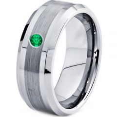 (Wholesale)Tungsten Carbide Ring With Created Emerald-3952