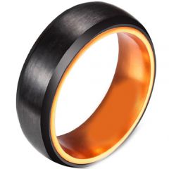 (Wholesale)Tungsten Carbide Aluminum Black Orange Ring - TG3955