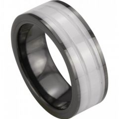 (Wholesale)White Black Ceramic Ring - TG3982