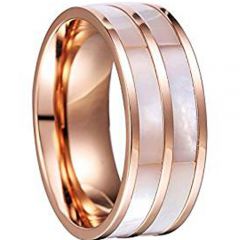 (Wholesale)Rose Tungsten Carbide Abalone Shell Ring-TG4128AA