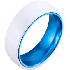 (Wholesale)Tungsten Carbide White Ceramic Two Tone Ring - TG4191