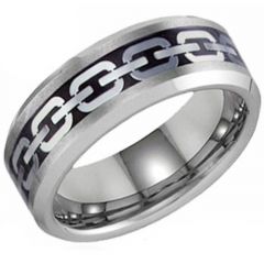 (Wholesale)Tungsten Carbide Key Chain Inlays Ring - TG4201