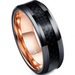 (Wholesale)Tungsten Carbide Black Rose Carbon Fiber Ring-TG4221