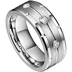 (Wholesale)Tungsten Carbide Three Stones Ring - TG4229