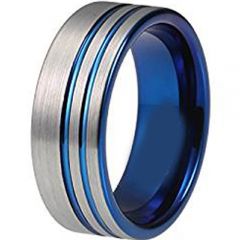 (Wholesale)Tungsten Carbide Double Groove Ring - TG4240