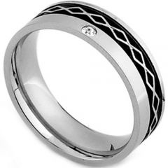 (Wholesale)Tungsten Carbide Ring With Cubic Zirconia - TG4429