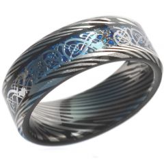 (Wholesale)Tungsten Carbide Dragon Damascus Ring-TG4472