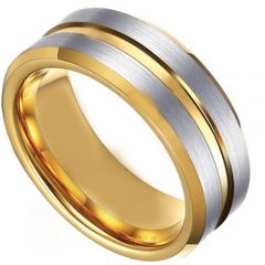 (Wholesale)Tungsten Carbide Center Groove Ring-4475