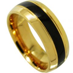 (Wholesale)Tungsten Carbide Black Gold Double Groove Ring-4485
