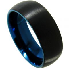 (Wholesale)Tungsten Carbide Black Blue Dome Ring - TG4486