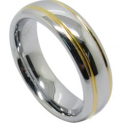 (Wholesale)Tungsten Carbide Dome Double Groove Ring - TG4493