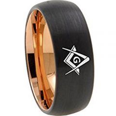 (Wholesale)Tungsten Carbide Black Rose Masonic Ring-4673