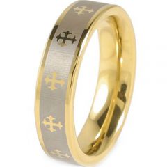 (Wholesale)Tungsten Carbide Cross Step Edges Ring - TG623