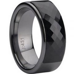 (Wholesale)Tungsten Carbide Ring With Black Ceramic - TG728
