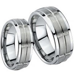 (Wholesale)Tungsten Carbide Vertical & Horizontal Groove Ring-76