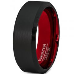 (Wholesale)Tungsten Carbide Aluminum Black Red Ring - TG2547A