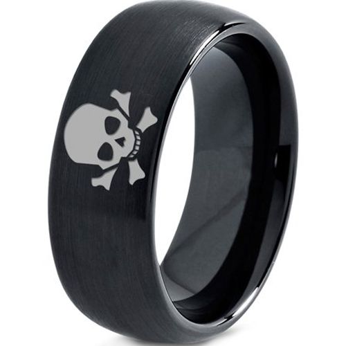 (Wholesale)Black Tungsten Carbide Skull Ring - TG2920