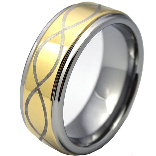 (Wholesale)Tungsten Carbide Infinity Step Edges Ring - TG4144