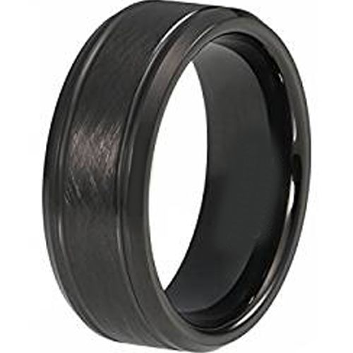 (Wholesale)Black Tungsten Carbide Sandblasted Ring - TG4415
