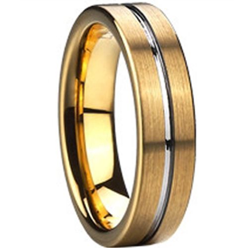 (Wholesale)Tungsten Carbide Center Groove Ring - TG2393