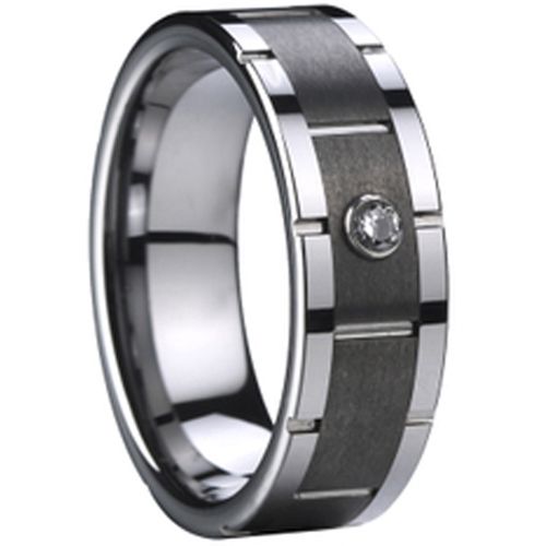 (Wholesale)Tungsten Carbide Tire Tread Ring With CZ - TG2434