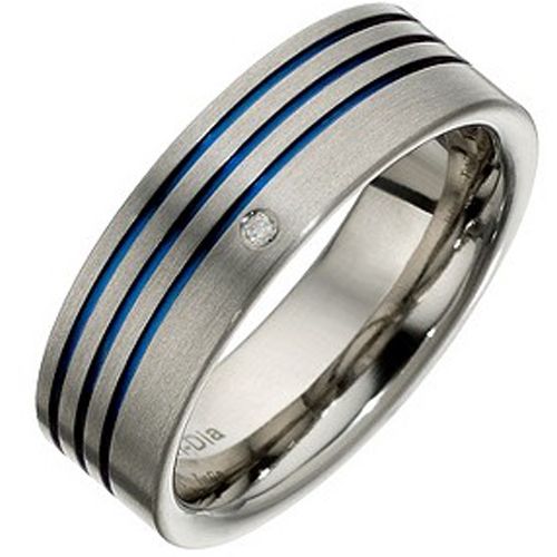 (Wholesale)Tungsten Carbide Triple Groove Ring With CZ-3245