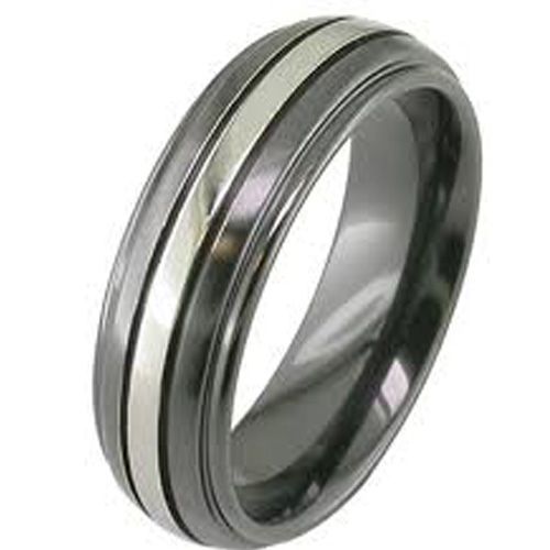 (Wholesale)Tungsten Carbide Double Groove Step Edges Ring - TG33