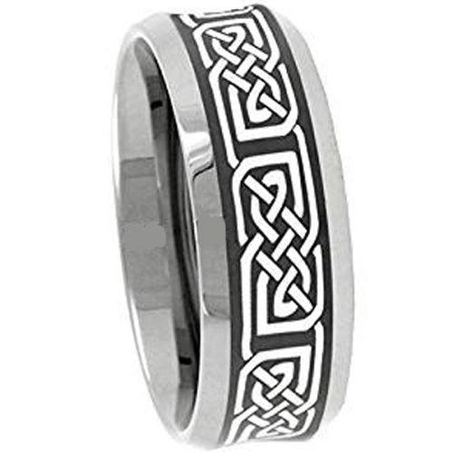 (Wholesale)Tungsten Carbide Celtic Beveled Edges  Ring - 3647