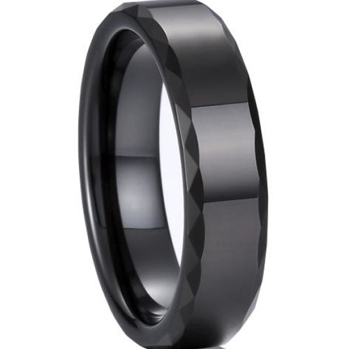 (Wholesale)Black Tungsten Carbide Faceted Ring - TG891