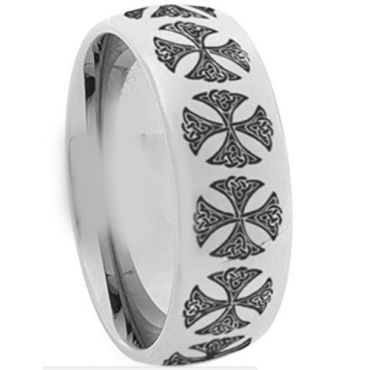 (Wholesale)Tungsten Carbide Dome Cross Ring - TG1289