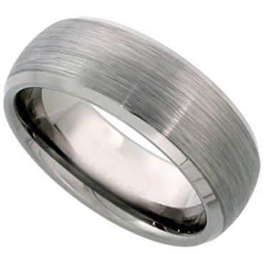 (Wholesale)Tungsten Carbide Dome Beveled Edges Ring - TG193
