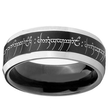 (Wholesale)Tungsten Carbide Beveled Edges Lord The Rings Ring Power-TG1629