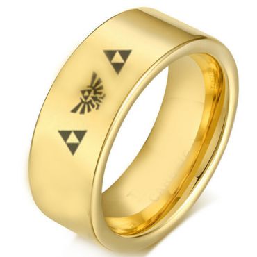 (Wholesale)Tungsten Carbide Legend of Zelda Flat Ring-2220