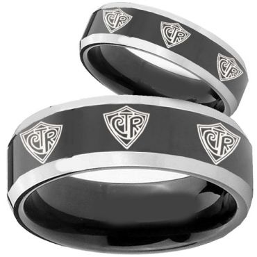 (Wholesale)Tungsten Carbide Beveled Edges CTR Ring - TG2432