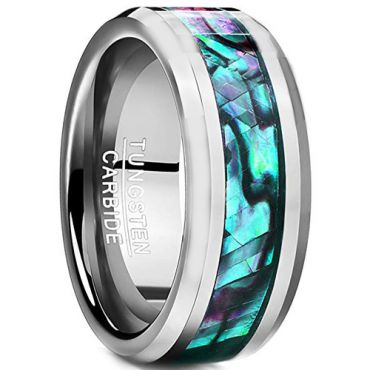 (Wholesale)Tungsten Carbide Abalone Shell Ring - TG2436