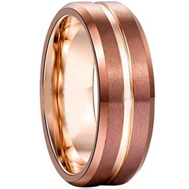 (Wholesale)Rose Tungsten Carbide Center Groove Ring-356