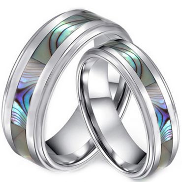 (Wholesale)Tungsten Carbide Abalone Shell Ring-3635