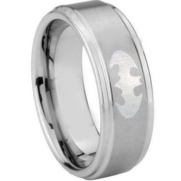 (Wholesale)Tungsten Carbide Batman Step Edges Ring - TG3890