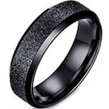(Wholesale)Black Tungsten Carbide Sandblasted Ring - TG4510A