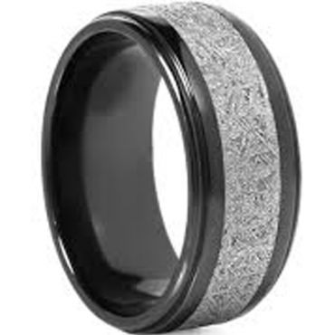 (Wholesale)Black Tungsten Carbide Imitate Meteorite Ring - TG456