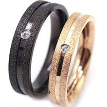 (Wholesale)Tungsten Carbide Black/Rose Sandblasted Ring - TG4594