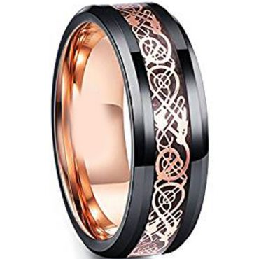 (Wholesale)Tungsten Carbide Black Rose Dragon Ring-TG4729