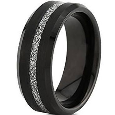 (Wholesale)Black Tungsten Carbide Imitate Meteorite Ring-TG4747
