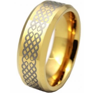 (Wholesale)Tungsten Carbide Celtic Beveled Edges Ring - TG2832AA