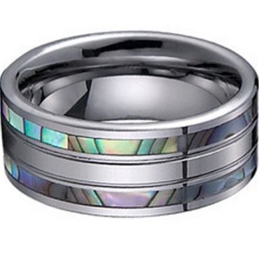 (Wholesale)Tungsten Carbide Abalone Shell Ring - TG1226