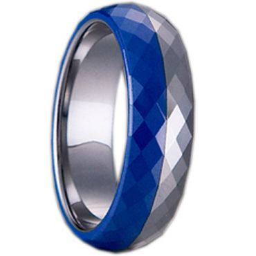 (Wholesale)Tungsten Carbide Ring With Blue Ceramic - TG1406
