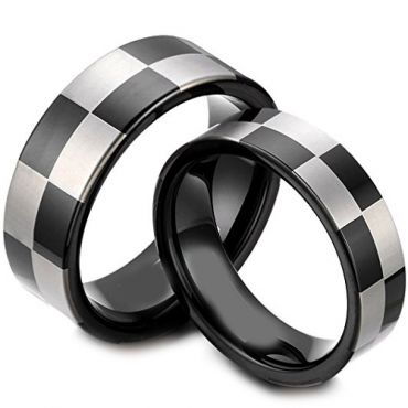 (Wholesale)Tungsten Carbide Checkered Flag Ring - TG1418AA