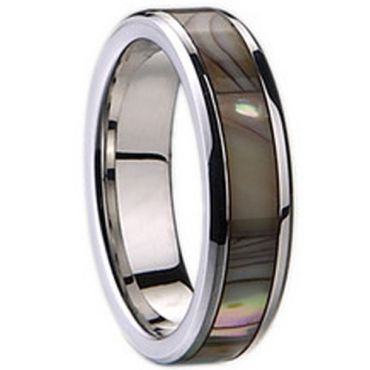 (Wholesale)Tungsten Carbide Abalone Shell Ring-1911